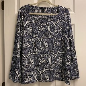 Talbots Blue and White Paisley Blouse NWT